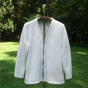 Croft & Barrow White Cotton Blend Quilted Sweatshirt